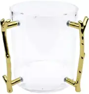 (D) Judaica Lucite Wash Cup Jewish Branch 2 Handles (Gold)