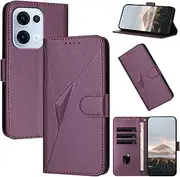 Case for Oppo Reno 13, Walle Case with Wrist Strap & Magnetic Clasp,PU Leather Cover with Card Holder/Slot Stand Flip Folio Soft Shell Book Cover, Purple