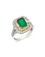 Bloomingdale's Fine Collection Emerald & Diamond Ring in 14K White & Yellow Gold