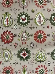 Vintage 70s Waverly Tyrol Fabric Light Mauve, Green, Orange Irreg 1.5 Yd X 4’