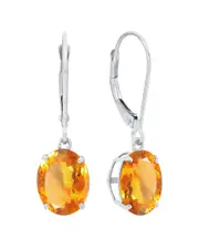 MaxColor Silver 4.50 ct. tw. Citrine Dangle Earrings