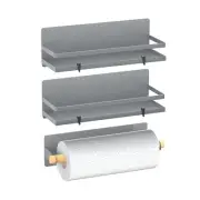 Magnetic Spice Rack Moveable Magnetic Shelf Organizer with Paper Towel Holder...