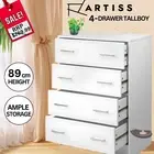 Artiss 4 Chest Of Drawers Tallboy Bedroom Storage Dresser Organiser ANDES White