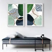 Abstract Green and Navy 2 sets Canvas Wall Art