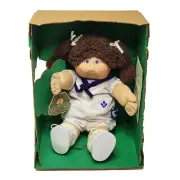 VINTAGE CABBAGE PATCH KIDS GIRL FRECKLE BROWN PIGTAILS PURPLE EYES SAILOR OUTFIT