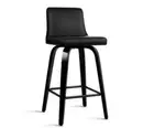Set of 2 Black Wooden Bar Stool - Black