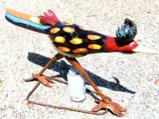 Large Metal Art Roadrunner Bird Hand painted and Distressed Junk Iron