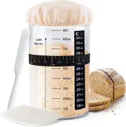 Sourdough Starter Jar Kit Wide Mouth Lid, Thermometer, Scraper, Band&Cover 35 oz