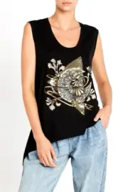 sass & bide otherworldly wonders asymmetric tank in Black- Size S - New with tag