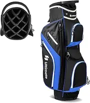 Golf Cart Bag w/ 14-Way Top Dividers, Golf Club Bag w/ 9 Pockets, Cooler Bag, Rain Hood/Dust Cover, Umbrella Holder, Detachable Shoulder Strap&Carry Handles, Lightweight for Men&Women