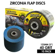 10 Pack - 125mm (5") Flap Discs - 40 GRIT Zirconia
