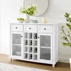 Modern Farmhouse Buffet Sideboard Wine Rack Storage Cabinet White
