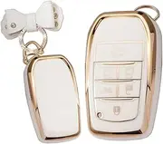 Key Fob Cover Fit for Toyota Alphard Voxy Soft TPU Key Case Keychain Keyshell Accessories Protector 6 Button White
