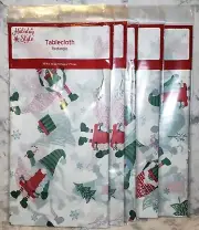 Lot Of 4* Gnome Christmas Tablecloth* 52"x70"* Rectangle* 100% Vinyl* NEW
