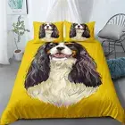 Cute Dog Yellow Linen Doona/Duvet/Quilt Cover Set Single/Double/Queen/King Bed