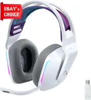733 LIGHTSPEED Wireless Gaming Headset White LIGHTSYNC RGB Blue VO!CE Mic