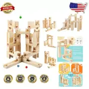 Creative 60-Piece Wooden Marble Run Blocks: Open-Ended Fun for 4-8 Year Olds