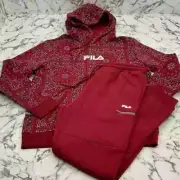 Men’s Fila Burgundy Fleece Hoodie Sweatpants