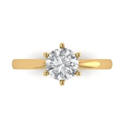 1Ct Round Cut White Sapphire VVS1 Solid Gold Solitaire Engagement Promise Ring