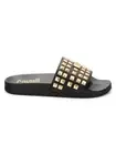 NIB ROBERTO CAVALLI CLASS Pyramid Stud Sandals BLACK SIZE 8