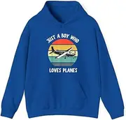 [X.Style] Just A Boy Who Loves Airplanes Boys 5T 4T 3T ds004 Hoodie Royal M
