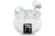 Wireless Ear Buds, Earbuds Bluetooth 5.3 Headphones 40H Playtime LED Display, HiFi Stereo Sound Waterproof inEar Earphones with Microphone for iPhone/Samsung/Android White