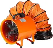 VEVOR Portable Ventilator, 203.2mm Heavy Duty Cylinder Fan with 5m Duct Hose, 145W Strong Shop Exhaust Blower 1020CFM, Industrial Utility Blower for Home/Workplace