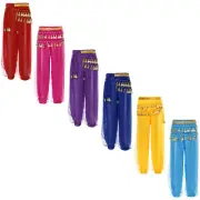 Kid Girls Sequins Belly Dancewear Sequins Pants Loose Trousers Costume Outfits
