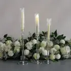 3 Pcs/set Clear Crystal Candle Holders Road Lead Candelabra Christmas Decor