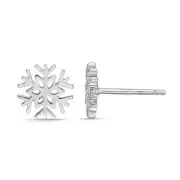 8mm Snowflake Stud Earrings in 925 Sterling Silver Post with Friction Back