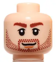 Lego Light Nougat Head Dual Sided Grin Beard Stubble Bushy Eyebrows Dastan