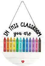 Wswqop 5 Pieces of Welcome Signs for The Classroom Torture Decoration, Welcome Back to The School Teacher Gift, Bulletin Board, Wooden Slope