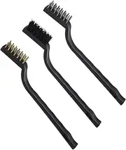 BUGUUYO 3pcs Heavy Duty Brass Wire Brush Ergonomic Handle for Kitchen Cleaning Versatile Metal Cleaning Brushes for Stovetops Grills and Automotive Detailing