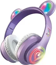 Care Bears Wireless LED Headphones with Light-Up Ears, Bluetooth Headphones for Kids, Adjustable Headband, Multicolor Lights, Hands-Free Calls & Audio, 8-Hour Battery Life