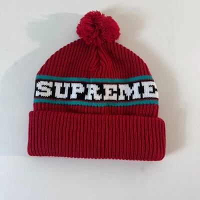 Supreme New York Big Stripe Beanie OSFA Red (FW24) NEW