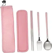 VINTORKY Stainless Steel Cutlery Set Serving Utensils Compact Travel Cutlery Bag