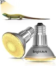 BrightArk E27 Reptile Heat Lamp Bulb 60W Dimmable Terrarium Heat Lamp Par20 Tortoise Heat Lamp Warm White 2700K for Puppies, Reptiles, Turtles, Lizards, Snakes, Beards, Dragons, Chicks (Pack of 2)