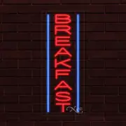 NEW "BREAKFAST" w/BORDER VERTICAL 30x12x1 INCH LED FLEX WINDOW INDOOR SIGN 31526