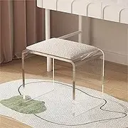 Clear Acrylic Stool with Cushion,Vanity Stool, Modern Creative Foot Rest Ottoman Acrylic Furniture Foot stools for Living Room Makeup Room,Hotel Furniture