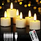 6pcs Flameless Rechargeable LED Candles Tea Light with Remote Battery Operated