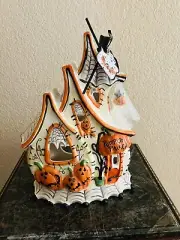 Blue Sky Clayworks Halloween PUMPKIN PALACE Candle House Tea Light, Goldminc