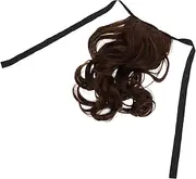 WRITWAA Ponytail Wig Curly Human Hair Wig Hair Ponytail Extension Clip in Hair Fall Dark Brown Hair Extensions Ponytail Extension Curly Brown Ponytail Extension High Temperature Wire Black