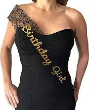 [Girlz Nights] Birthday Girl Sash - Elegant Lace Sash for the Birthday Girl (Black & Gold)