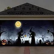 Halloween Garage Door Decorations - Witch Door Cover, Hanging Banner, Cauldron Backdrop Mural for Home, Outdoor, Indoor, Spooky Party, Wall, Window, Yard - 6 x 13 ft