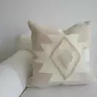 Decorative Kilim Throw Cushion Covers Handmade Wool Pillows Neutral White 18x18"