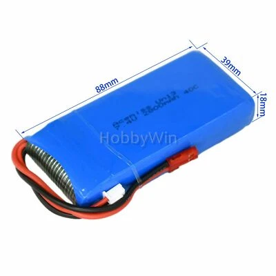 7.4V 2S 2800mAh 40C LiPO Battery JST plug for WL V262 V323 V666 RC Quadcopter