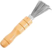 Japanese Flower Arrangement Portable Rake with Wooden Handle Durable Stainless Steel for Home Office and Garden Floral Cleaning