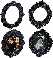 4Pcs Antique Oval Picture Frame, Resin Embossed Vintage Picture Frames, Ideal for DIY, Crafts Making, Home Decor, Black