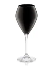 Classic Touch Set of 6 V-Shaped Wine Glasses Black with Clear Stem