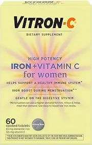 High Potency Iron Supplement, Immune Support, 125mg Vitamin C, 60 Count